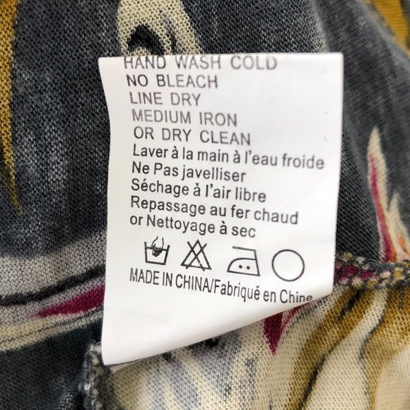 Grey Floral Printed Tank with Attached Silk Poncho - Picture 8 of 9